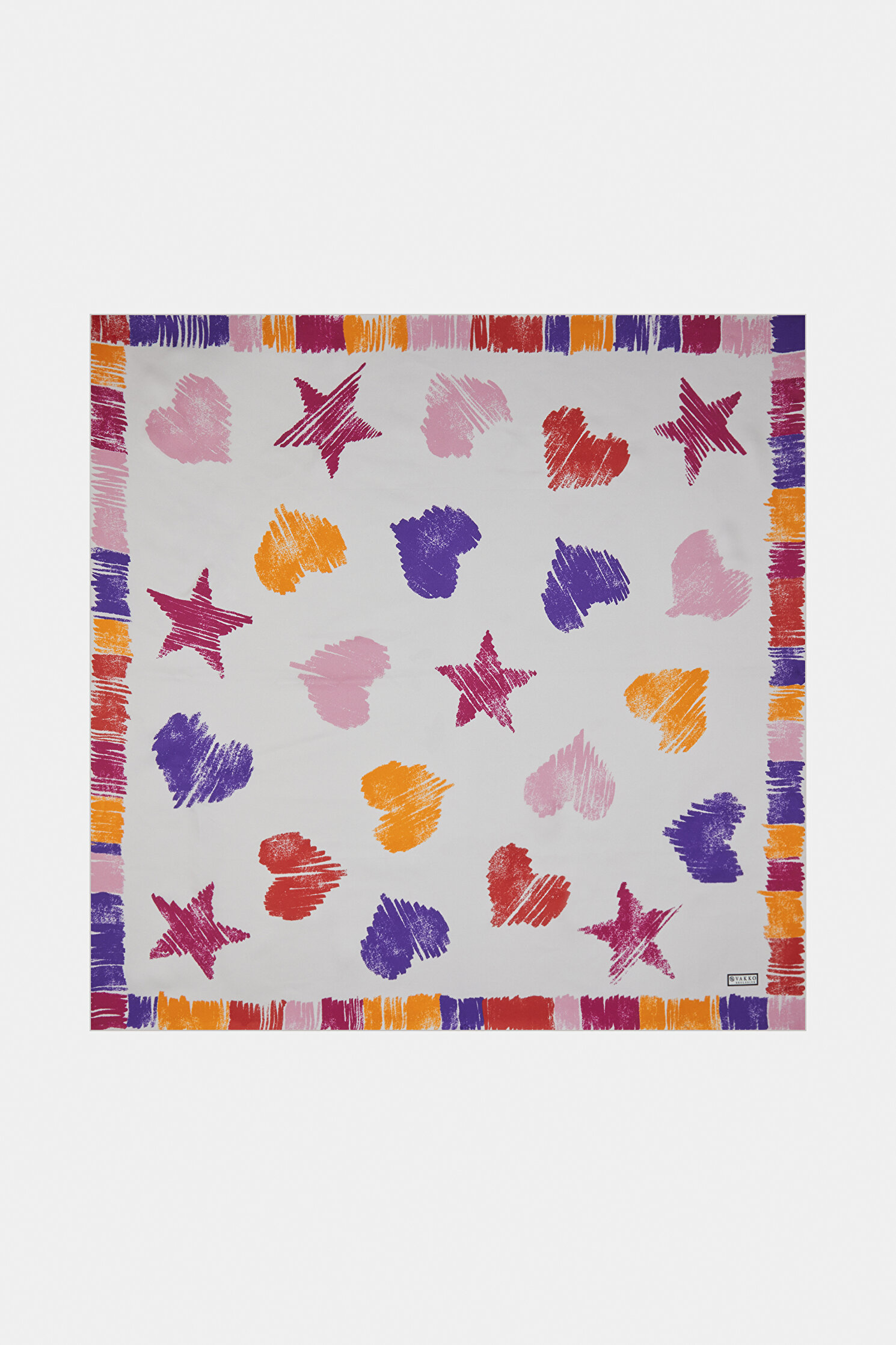 PEMBE OBJE DESENLİ TWILL EŞARP