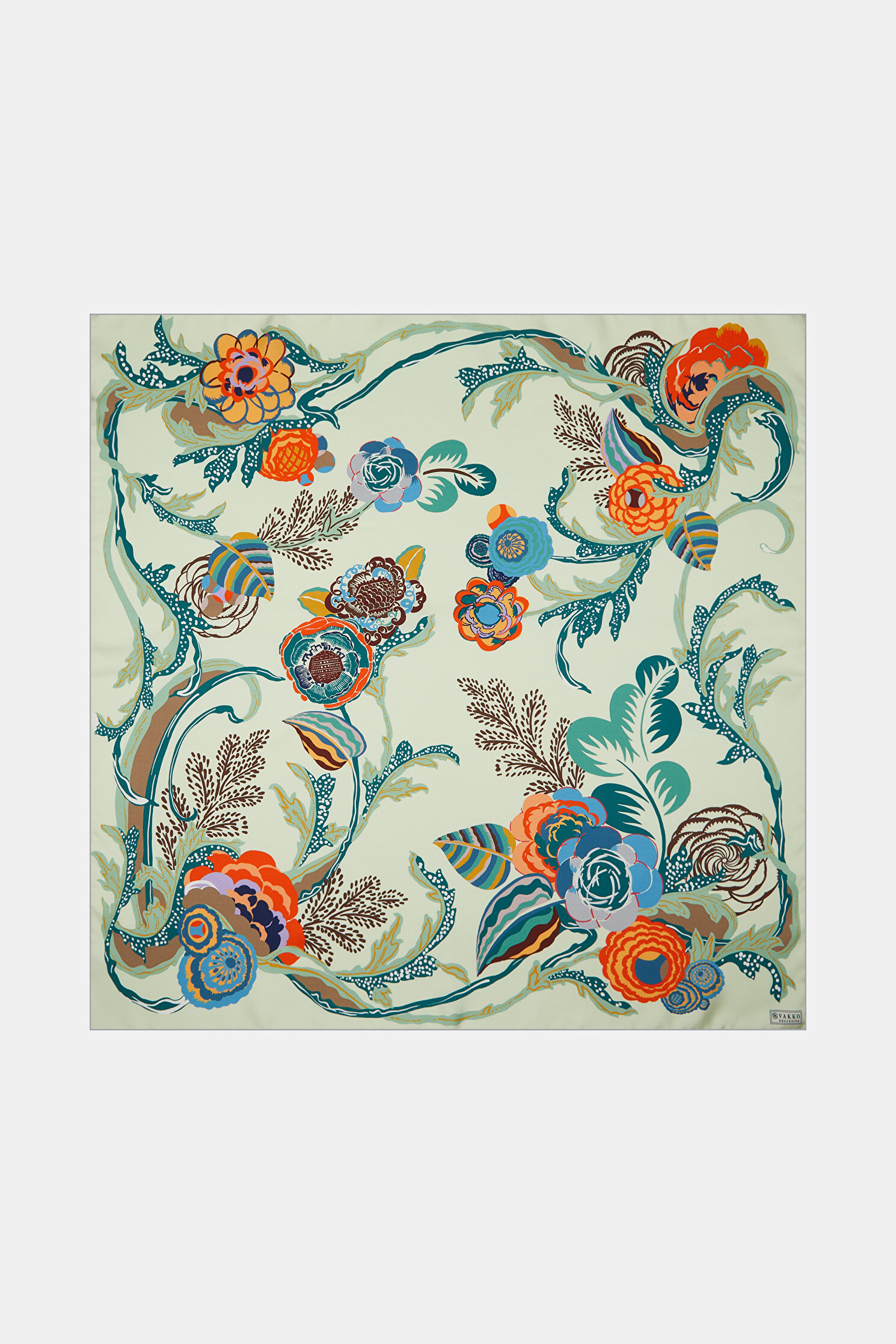 MİNT ÇİÇEK DESENLI TWILL EŞARP