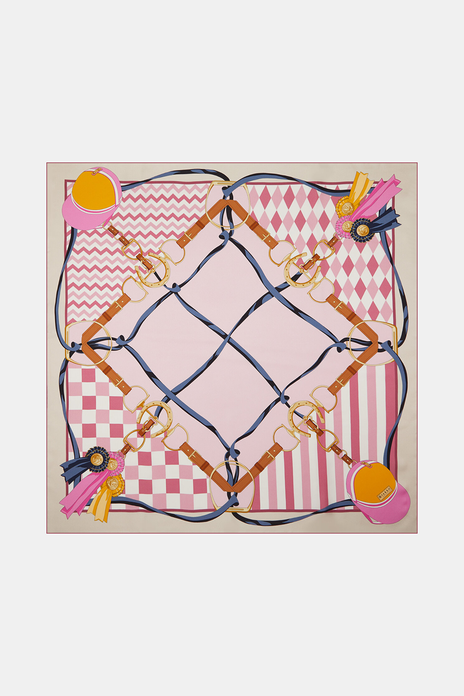 PEMBE OBJE DESENLİ TWILL EŞARP