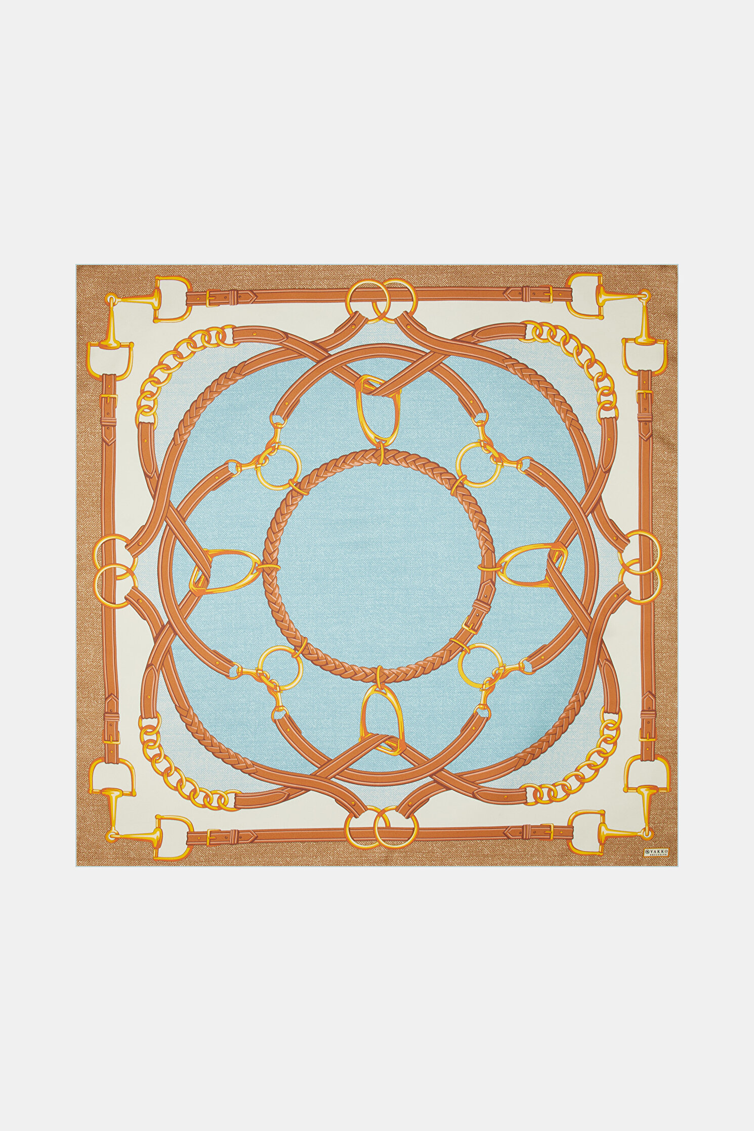 SU YEŞİLİ OBJE DESENLİ TWILL EŞARP