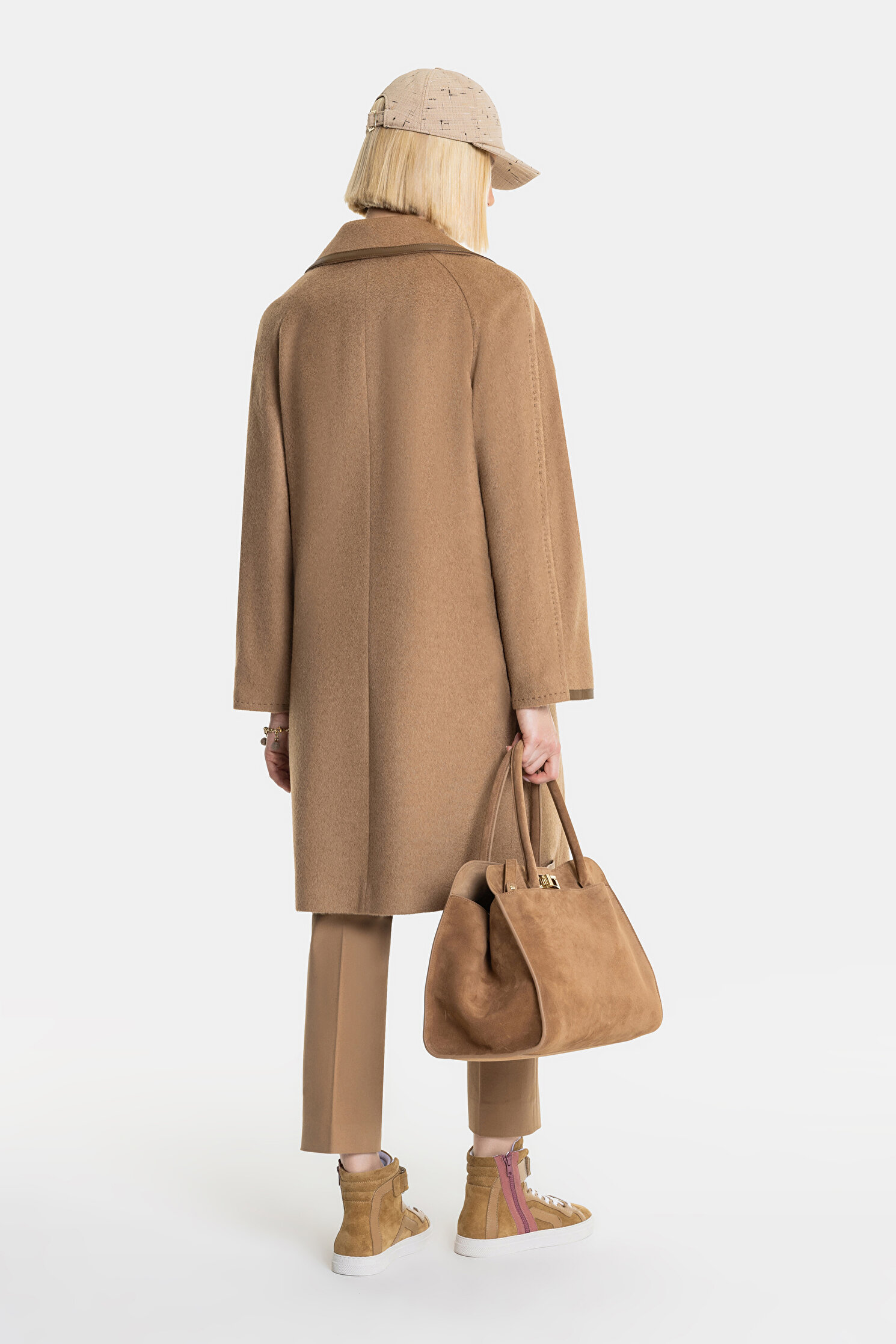 Vakko Women Camel Reefer Jacket - Main Image