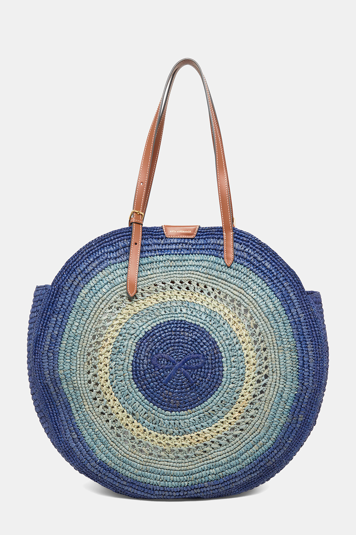 Women Anya Hındmarch Navy Blue Raffıa Bag