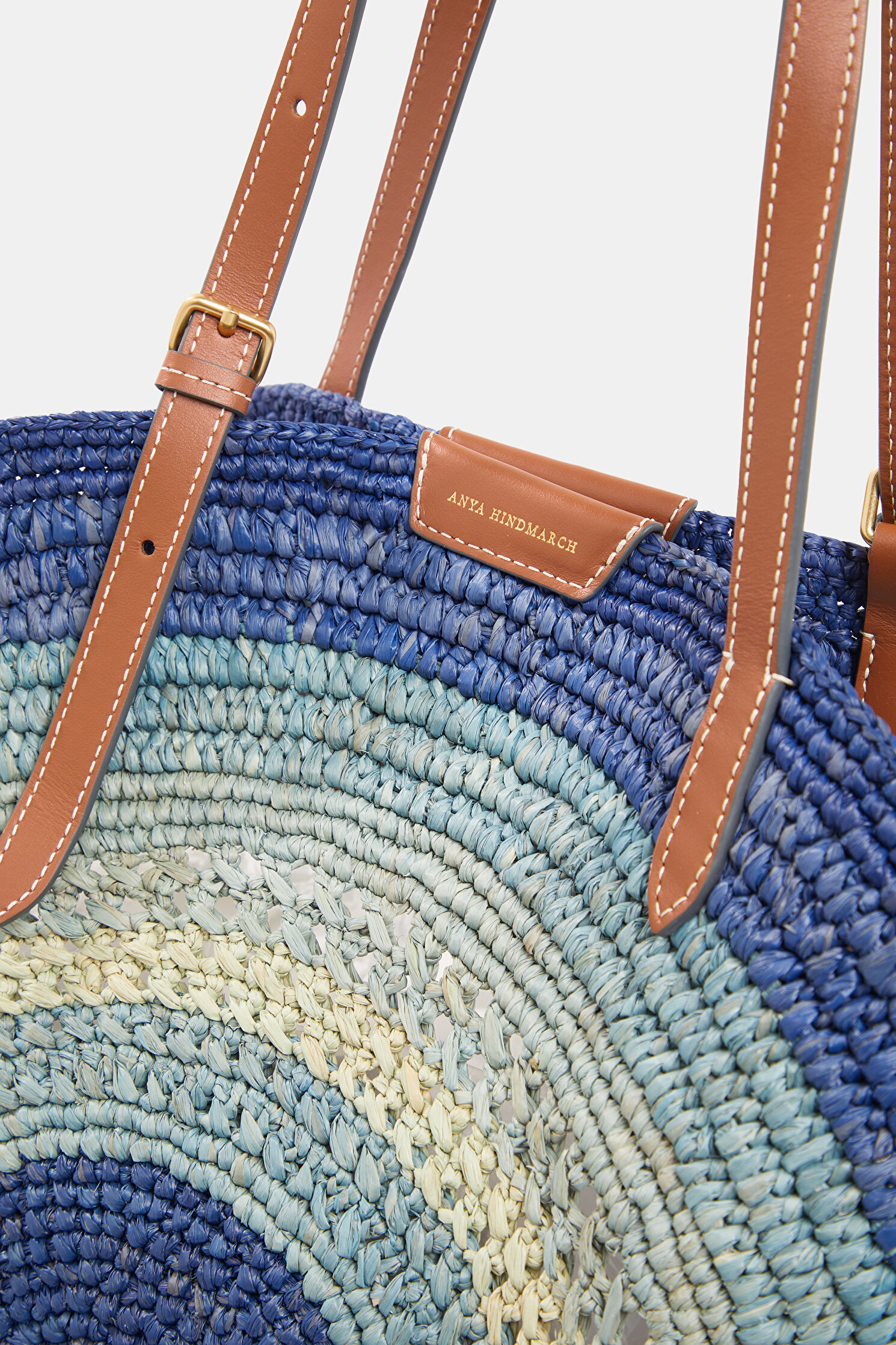 Women Anya Hındmarch Navy Blue Raffıa Bag