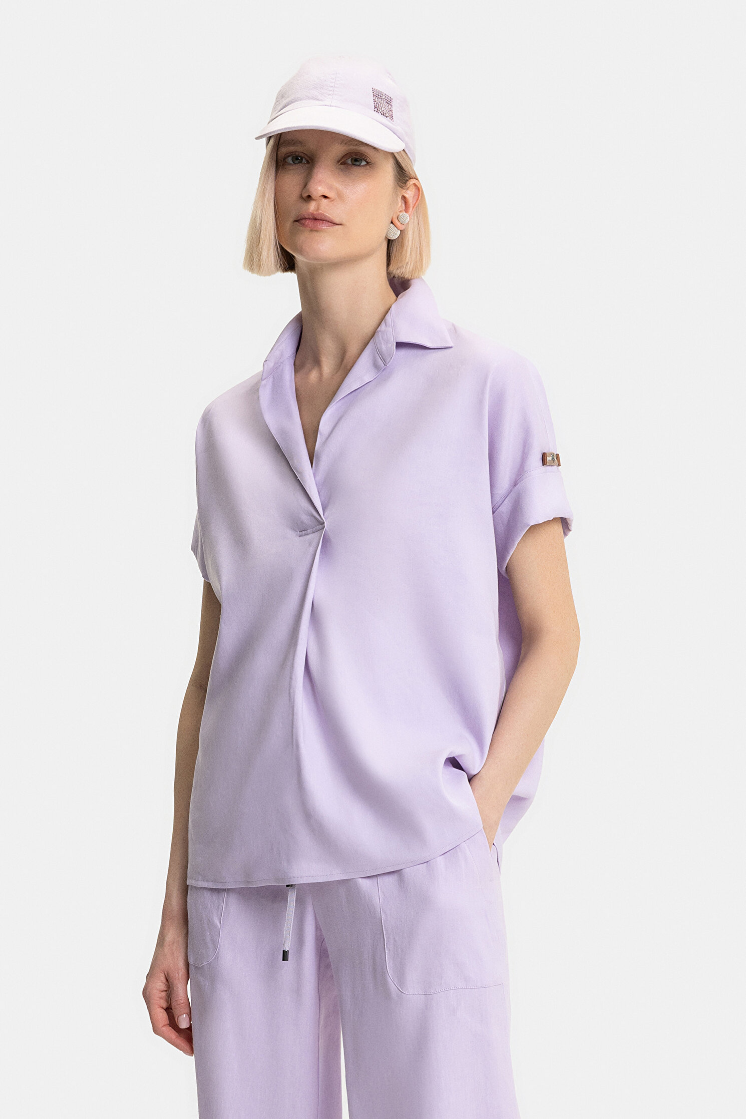 LİLA KISA KOLLU BLUZ