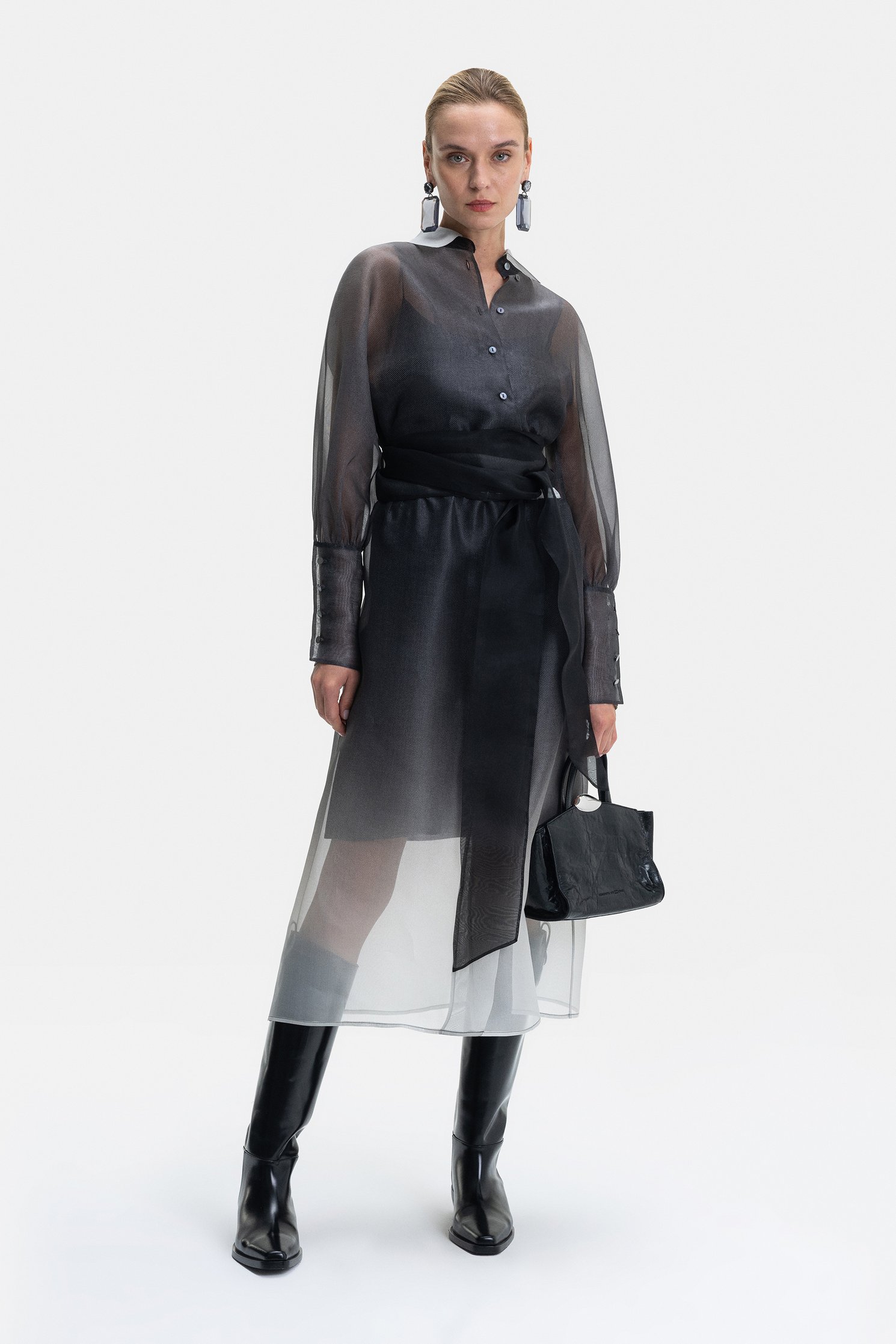 vakko leather dress Women Ecru Long Sleeve Mıdı Feature:95% VISCOSE 5% ELASTANE