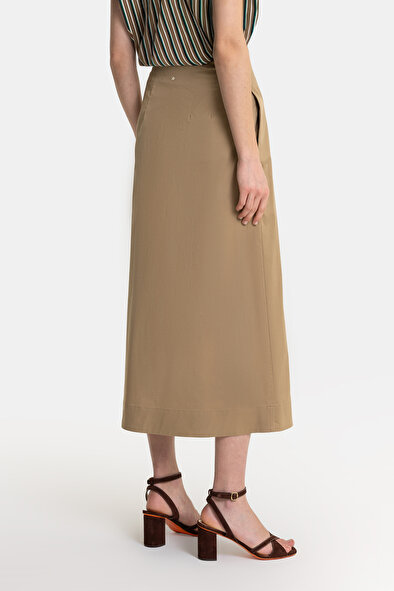 Vakko By Lorena Antonıazzı Women Dark Beıge Mıdı Skırt