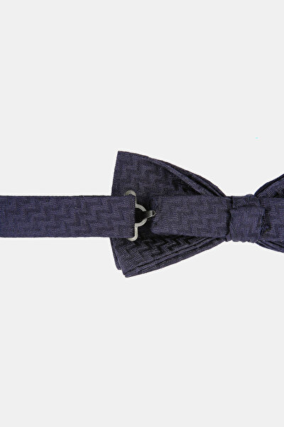 TEXTURED NAVY BLUE SILK BOWTIE 3