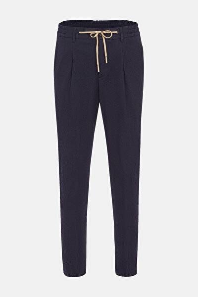 PAMUKLU LACİVERT SEERSUCKER PANTOLON 4