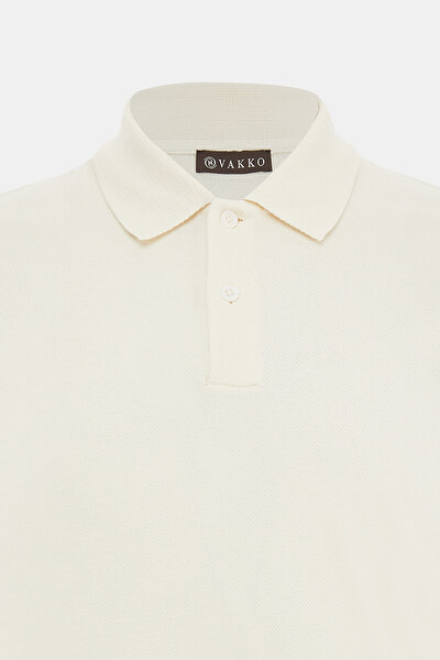 ECRU POLO NECK SHORT SLEEVE TSHIRT 3