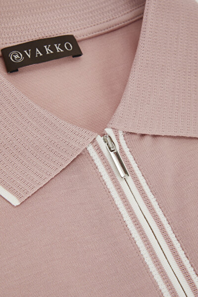 PEMBE POLO YAKA KISA KOLLU T-SHİRT 3