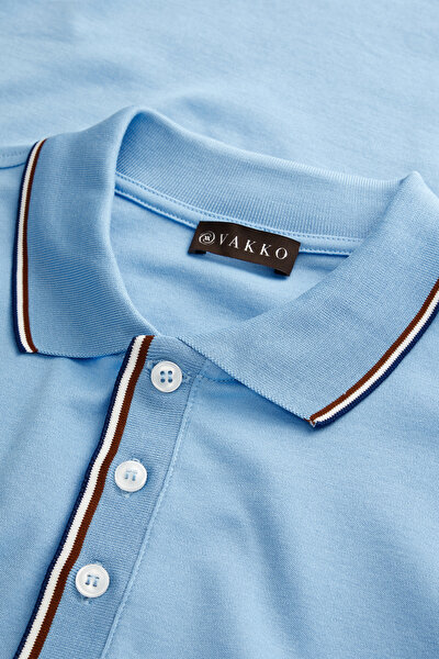BLUE POLO NECK SHORT SLEEVE TSHIRT 3