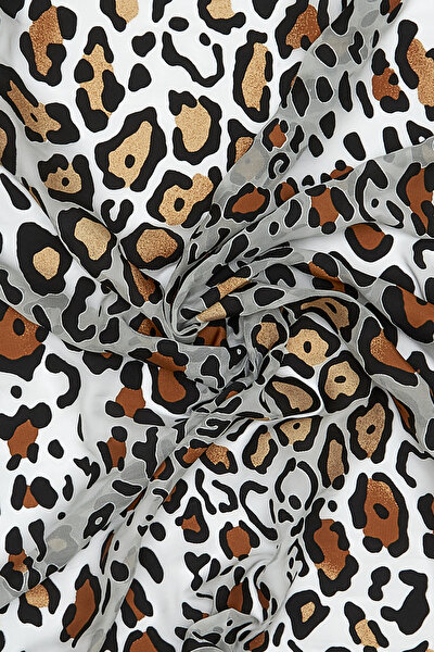 LEOPAR DESENLİ İPEK VİSKOZ EŞARP 3