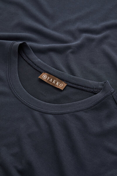 LACIVERT O YAKA KISA KOLLU T-SHIRT 3
