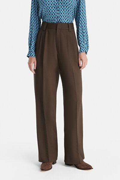 BROWN STRAIGHT CUT WOOL TROUSERS 3