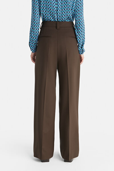 BROWN STRAIGHT CUT WOOL TROUSERS 4