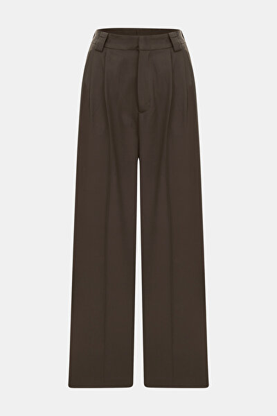 BROWN STRAIGHT CUT WOOL TROUSERS 5