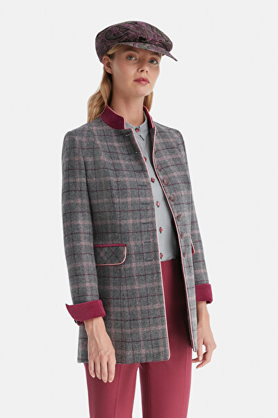 FUCHSIA BUTTONED WOOL JACKET 3
