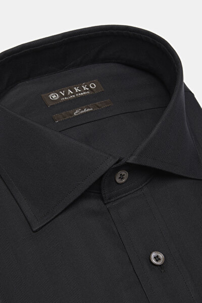 COMFORT BLACK HERRINGBONE SHIRT 3