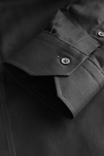 COMFORT BLACK HERRINGBONE SHIRT 4
