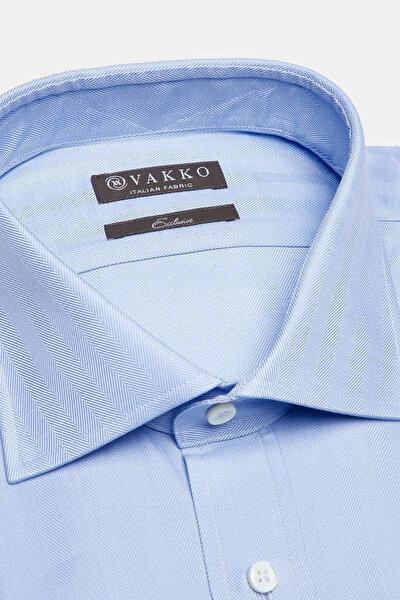 COMFORT BLUE HERRINGBONE SHIRT 3