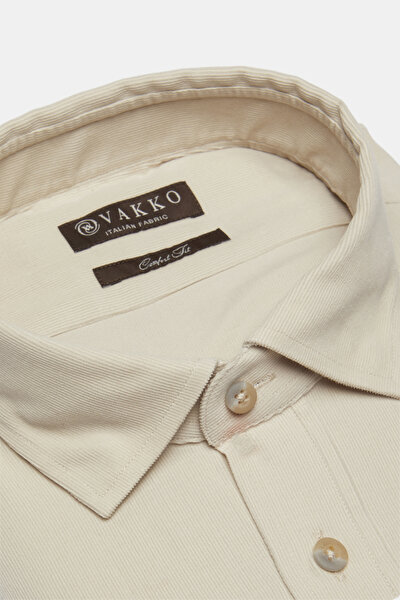 COMFORT ECRU CORDED SHIRT 5