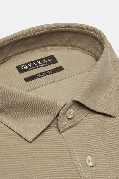 COMFORT BEIGE CORDED SHIRT 5