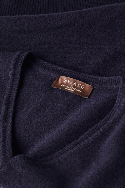 NAVY BLUE WOOL/CASHMERE TRICOT JERSEY 3