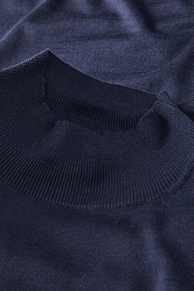 NAVY BLUE WOOL/SILK TRICOT JERSEY 3