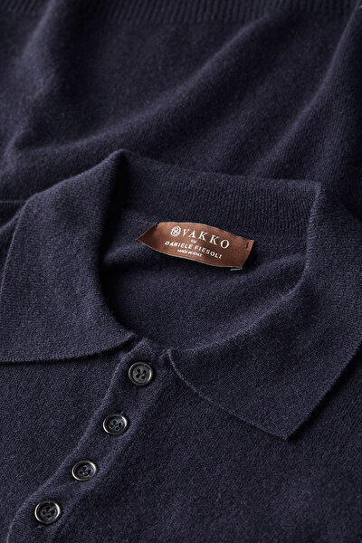 NAVY BLUE WOOL/CASHMERE TRICOT JERSEY 3
