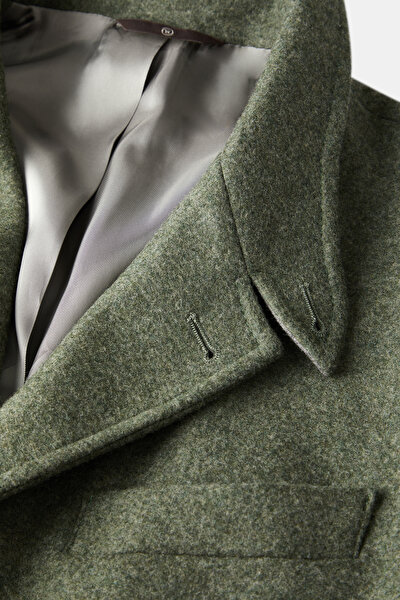 LIGHT GREEN BUTTONED WOOL/POLYAMIDE JACKET 3