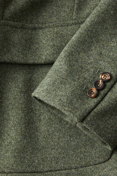 LIGHT GREEN BUTTONED WOOL/POLYAMIDE JACKET 4
