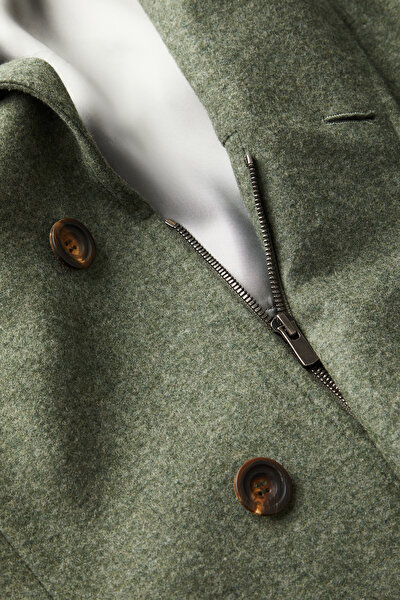 LIGHT GREEN BUTTONED WOOL/POLYAMIDE JACKET 5
