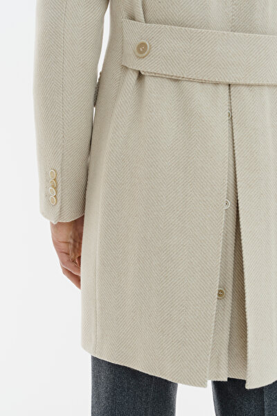 BEIGE HERRINGBONE ALPACA WOOL TOPCOAT 3