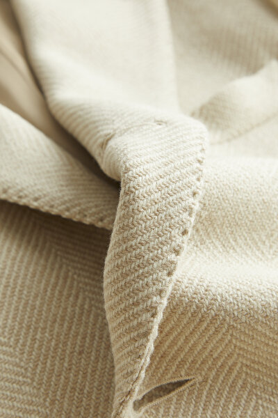 BEIGE HERRINGBONE ALPACA WOOL TOPCOAT 8