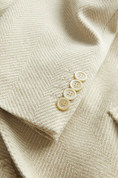 BEIGE HERRINGBONE ALPACA WOOL TOPCOAT 9