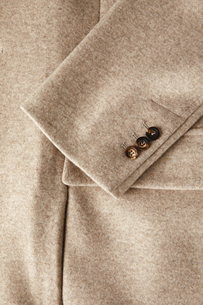 BEIGE BUTTONED WOOL/POLYAMIDE JACKET 9