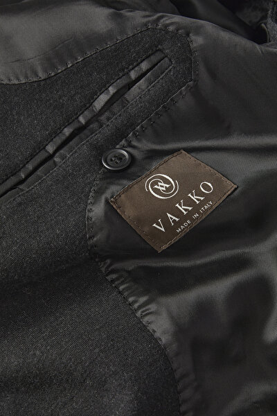 BLACK BUTTONED WOOL/POLYAMIDE JACKET 3