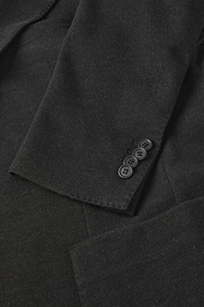 BLACK BUTTONED WOOL/POLYAMIDE JACKET 5