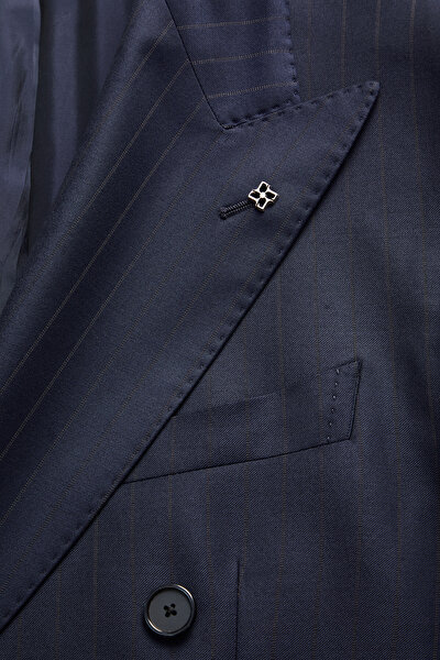NAVY BLUE SURPLICE NECKLINE (CROSS-OVER NECKLINE) WOOL/CASHMERE SUIT 3