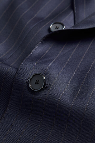 NAVY BLUE SURPLICE NECKLINE (CROSS-OVER NECKLINE) WOOL/CASHMERE SUIT 5