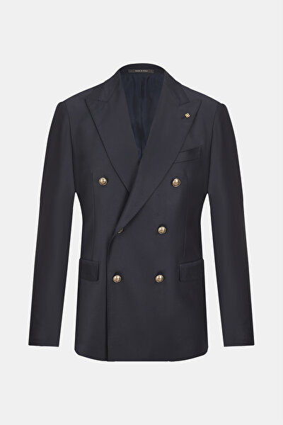 NAVY BLUE SURPLICE NECKLINE (CROSS-OVER NECKLINE) JACKET 4