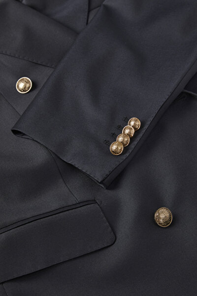 NAVY BLUE SURPLICE NECKLINE (CROSS-OVER NECKLINE) JACKET 8