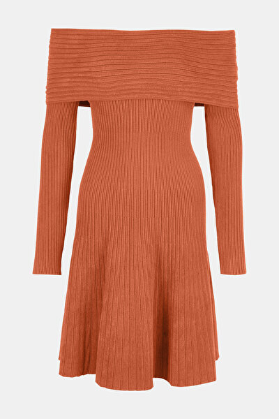 ORANGE LONG SLEEVE MİDİ DRESS 4