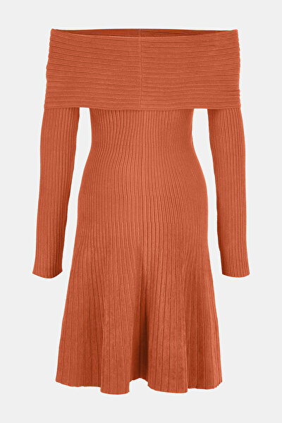 ORANGE LONG SLEEVE MİDİ DRESS 5