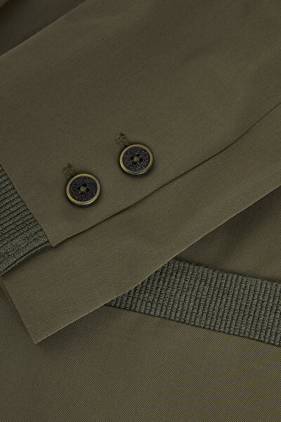 KHAKI SURPLICE NECKLINE (CROSS-OVER NECKLINE) JACKET 3