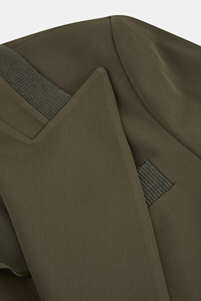 KHAKI SURPLICE NECKLINE (CROSS-OVER NECKLINE) JACKET 4