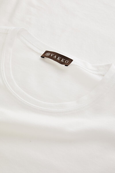 BEYAZ O YAKA UZUN KOLLU T-SHIRT 3
