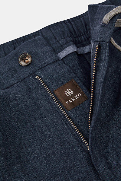 NAVY BLUE LINEN BERMUDA 3