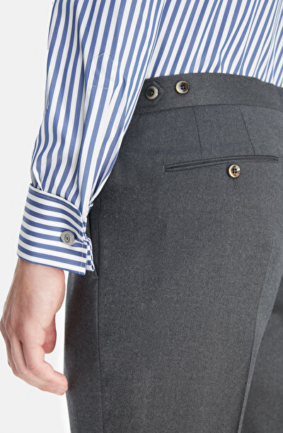 FÜME DÜZ FLANEL PANTOLON 3