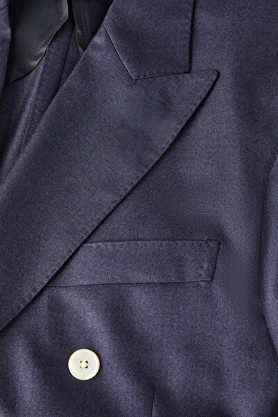 NAVY BLUE SURPLICE NECKLINE (CROSS-OVER NECKLINE) JACKET 3